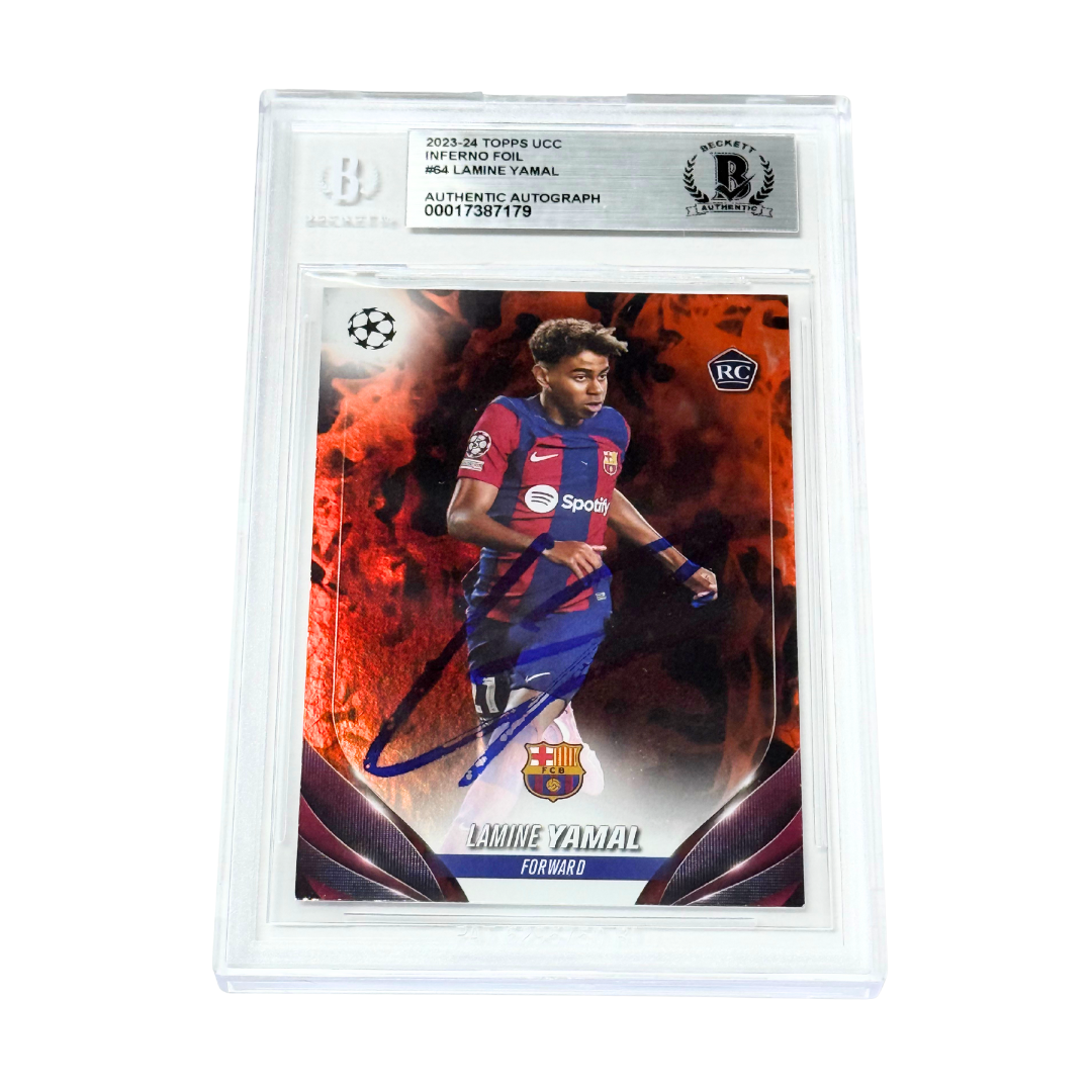 Lamine Yamal Signed 2023-24 Topps UCC Rookie Card Inferno Foil – BGS AUTH
